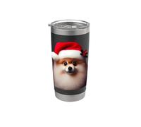 Pomerania con cappello di Babbo Natale Natale cane proprietario mamma papà Bicchiere termico in acciaio inox doppia parete
