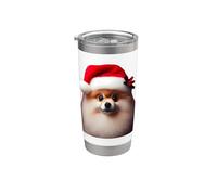 Pomerania con cappello di Babbo Natale Natale cane proprietario mamma papà Bicchiere termico in acciaio inox doppia parete