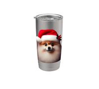 Pomerania con cappello di Babbo Natale Natale cane proprietario mamma papà Bicchiere termico in acciaio inox doppia parete