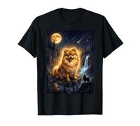 Pomerania Ululando alla Luna Meme 90s Animal Dog Maglietta