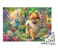 Pomeranian Adulto Puzzles 1000 Pezzo Materiale Riciclato Cute Dog Puzzles Puzzle Game Props Accessori per Gioco di Festa Ottima Idea Regalo per Donne 38x26cm/1000pcs