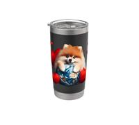 Pomeranian Dog Earth Day Abbraccio Amore Proprietario Abbracciare Planet Lover Bicchiere termico in acciaio inox doppia parete