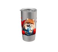 Pomeranian Dog Earth Day Abbraccio Amore Proprietario Abbracciare Planet Lover Bicchiere termico in acciaio inox doppia parete