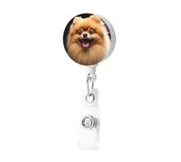 Pomeranian - Porta badge retrattile con clip, porta badge, carino, porta carte d'identità, per donne e uomini
