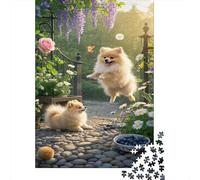 Pomeranian Puppy Jigsaw Puzzle 1000 Pezzi Per Adulti,Garden Landscape Gioco Diabilità Impossibile Puzzle in Legno Giochi Rilassamento E Intelligenza Regali Di Festa 1000pcs (75x50cm)