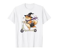 Pomeranian Scooter Witch Halloween per Bambini da Uomo e da Donna Maglietta