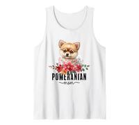 Pomeranian with Flowers Dog Mom Cute Pet Owner Lover Canotta