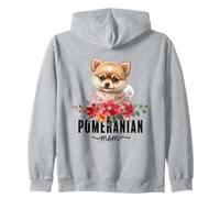 Pomeranian with Flowers Dog Mom Cute Pet Owner Lover Felpa con Cappuccio
