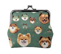 Pomeranians Pattern piccoli portafogli donna, portafogli da donna, portamonete da donna, piccolo portafoglio da donna, con cerniera e blocco bacio, nero, Taglia unica, Art Deco