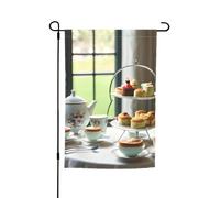 Pomeriggio Tea Stampa Resistente allo sbiadimento Bandiere da Giardino Tutte le Stagioni Bandiera Outdoor Yard Decor Per Portici