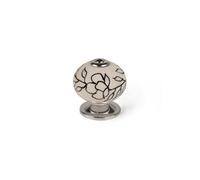 Pomo Rei e504 Bianco Metallo Fiore Ø 40 x 36 mm 4 Pezzi
