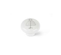 Pomo Rei e817 Bianco Porcellana Illustrato Ø 40 x 32 mm 4 Pezzi