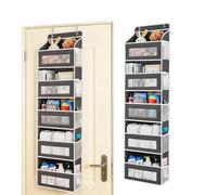 Pomodee Organizer da appendere sopra la porta, con 5 ripiani, grande capacità, da appendere, per porta, asilo, camera da letto, bagno (40 x 16 x 145 cm, nero)