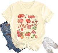 Pomodoro Camicia Pomodoro Frutta Scollo a V Camicia Pomodoro T-Shirt, Colore: giallo crema., L