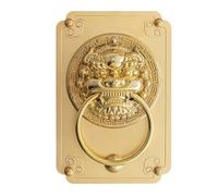 Pomolo for porta a forma di testa animale, maniglia for in ottone massiccio, anello trazione in bronzo antico senza foratura, intaglio in rilievo tradizionale(Brass,24 * 38cm)
