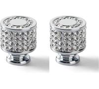 Pomolo Per Mobili Rotondo, 2 Pezzi Pomelli Per Cassetti Pomelli Armadio Manopole Per Mobili, Argento Pomolo Strass Pomelli Per Porta Con Viti Per Armadietti, Casettiere, Cassetto, Guardaroba, Tolette