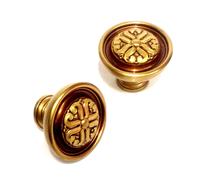 POMOLO PER PORTA E MOBILI IN OTTONE ANTICO D.mm.52 OMP ART.135 Made in Italy