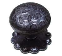 Pomolo per Portone in Ferro Battuto Fisso Con Rosetta Art. 539 Misura 60 mm Nero