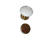 Pomolo Pomo Fisso Porta Portone PORCELLANA Bianca Ottone Oro Lucido mm. 80 BAL