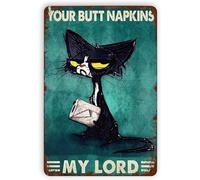 POMOTER Poster vintage con gatto nero Your Butt Tovaglioli My Lord Targa in metallo in alluminio 30,5 x 40,6 cm per giardino, esterno, casa, bar, pub, decorazione da parete
