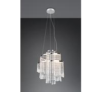 POMP SOSPENSIONE LED 30W 4300lm, 2700 - 6500K METALLO CROMATO E PENDENTI CON TELECOMANDO MULTIFUNZIONE D. 38CM DIMMERABILE