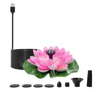 Pompa a fontana di loto ricaricabile tramite USB, per esterni, decorazione per bagnetto per uccelli, laghetto, con ugelli regolabili e delicato movimento dell'acqua (rosa)