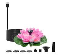 Pompa a fontana di loto ricaricabile tramite USB, per giardino, stagno, vaschetta per uccelli, decorazione con effetti d'acqua personalizzabili e prestazioni silenziose (rosa)