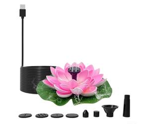 Pompa a fontana di loto ricaricabile tramite USB, per giardino, stagno, vaschetta per uccelli, decorazione con effetti d'acqua personalizzabili e prestazioni silenziose (rosa)