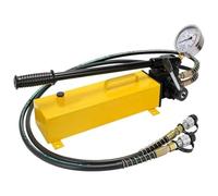 Pompa a mano idraulica a doppia azione con 2 x 1,8 m di tubo flessibile e manometro, 700 Kg/m di serbatoio (10.000 Psi) e 3.000 cc di olio - da utilizzare con vari attrezzi idraulici