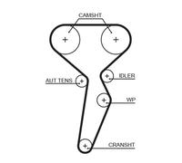 Pompa acqua kit cinghie dentate GATES 1257mm - KP35671XS per RENAULT CLIO 1.4