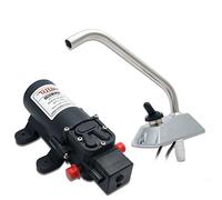 Pompa acqua per camper, pompa elettrica per cucina a membrana micro autoadescante ad alta pressione Maso 12V e rubinetto girevole a 360 ° / rubinetto per camper/roulotte