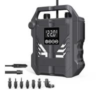 Pompa ad alta pressione da 22 PSI Compressore d'aria elettrico per auto portatile da 12 V con display a LED doppio motore da 120 W, funzione di spegnimento automatico, 3 modalità di lavoro e 7 ugelli