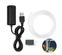 Pompa ad aria Acquario USB compatta e silenziosa, piccola pompa di ossigeno con cavo USB, pietra dell'aria e tubo in silicone per acquari, piccoli stagni, trasporto e attività all'aria aperta