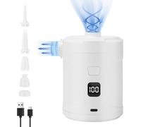 Pompa ad aria elettrica batteria: portatile 5200 mAh, mini pompa ricaricabile con 5 bocchette d'aria per gonfiabile e scarico, mini pompa elettrica portatile, ideale per trekking (bianco AA)