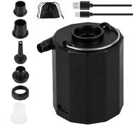 Pompa ad aria elettrica con batteria 1600 mAh, 200 l/min, pompa ad aria portatile per materasso ad aria, anello di nuoto, sacchetto sottovuoto, gonfiabile, campeggio, gonfiaggio rapido con 5 ugelli e