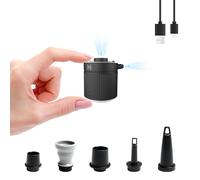 Pompa ad aria elettrica, mini pompa portatile multifunzione per gonfiare e deflate, con batteria ricaricabile e cavo USB C, per materassi ad aria, anello galleggiante (nero)