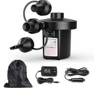 Pompa ad aria elettrica, pompa ad aria elettrica veloce, pompa ad aria con 3 ugelli d'aria, per campeggio all'aperto, tappeti gonfiabili, gonfiaggio e scarico piscine