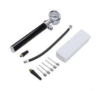 Pompa ad aria in lega di alluminio per mini bici con manometro, gonfiatore portatile compatibile con CO2 per Presta e valvole, include ago a sfera (set completo per pallacanestro)