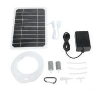 Pompa ad aria portatile solare per laghetto da pesca e campeggio | 5 W di potenza, 21,5% di efficienza, ideale per la ventilazione del laghetto, inclusa pietra frizzante