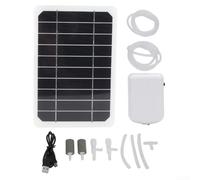 Pompa ad aria solare da 5 W per acquario e pesca, aeratore portatile per ossigeno con backup da 2000 mAh, portata 1,6 l/min, kit pannello impermeabile per laghetti all'aperto