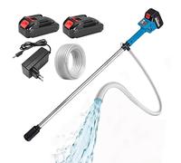 Pompa antipioggia a batteria da 21 V, con batteria da 2 x 1500 mAh e tubo da 8 m, senza spazzole, portata a 3 livelli, portata massima 3000 l/h, altezza di mandata 8 m, per giardino, piscina, camper