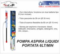 POMPA ASPIRA LIQUIDI ELETTRICA TUBI FLESSIBILI TRAVASO CARBURANTI OLIO ADBLUE