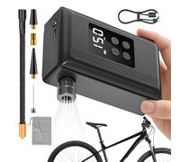 Pompa Bici Portatile Pompa Bici Spegnimento Automatico con Manometro Luce LED Gonfiatore Pneumatici Elettrico Ricaricabile per Ciclismo Strada Montagna Palloncino Piscina Giocare