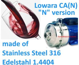 Pompa centrifuga acqua CA70/45N 1,5Hp alimentare 316cloro vino latte 400V Lowara