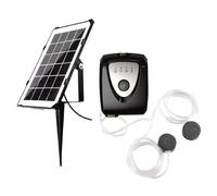 Pompa del laghetto Solare, aeratore del laghetto Solare, Pompa Regolabile con Pietre a Bolle e Backup della Batteria per Piscina per Esterni, Nero