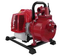 Pompa dell'acqua a benzina, 1,25 kw, 10 m³/h, altezza di mandata, 30 m, attacco 25 mm (1"), pompa da giardino con motore a 2 tempi