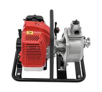 Pompa dell'acqua a benzina da 43 cc, pompa alcalina da 2,5 cm, pompa a motore a due tempi, potente e portatile, per irrigazione, drenaggio, orticoltura, dispositivo rosso-nero con 36 x 28 x 32 cm