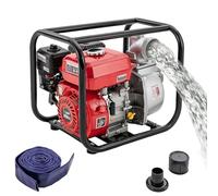 Pompa dell'acqua a benzina da giardino, 7,5 CV, 35000 l/h e 30 m, altezza di aspirazione, collegamento da 3 pollici, pompa per acqua sporca con motore a 4 tempi, avviamento a fune, base in metallo