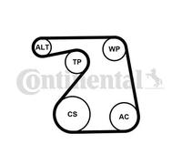 Continental ContiTech Pompa acqua 6PK1360WP1 + kit cinghia Poly V per OPEL