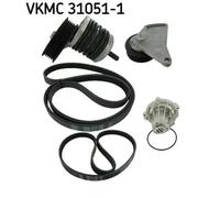 SKF Pompa acqua VKMC 31051-1 + kit cinghia Poly V per Audi VW